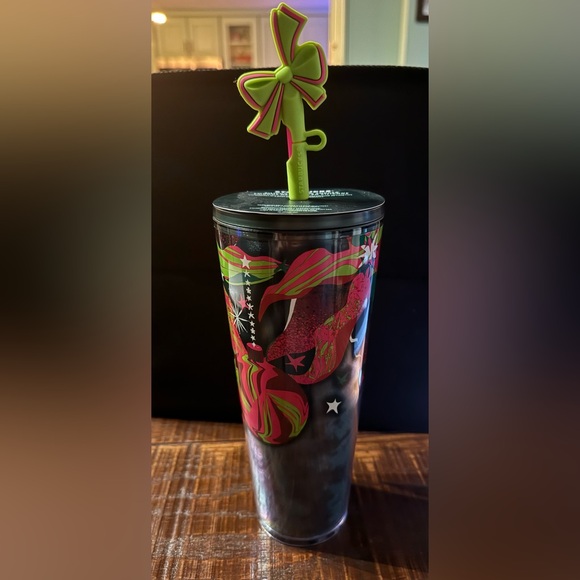 Starbucks Christmas Green Gift Wrap Ribbon &
Ornaments Straw Topper Tumbler. NWT - Picture 2 of 8